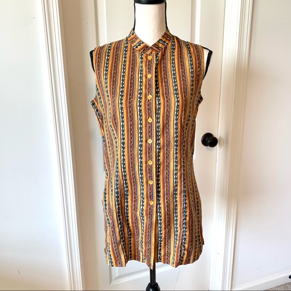 Vintage ANNA And FRANK Silk Button Down—SZ. Sm - Picture 1 of 10